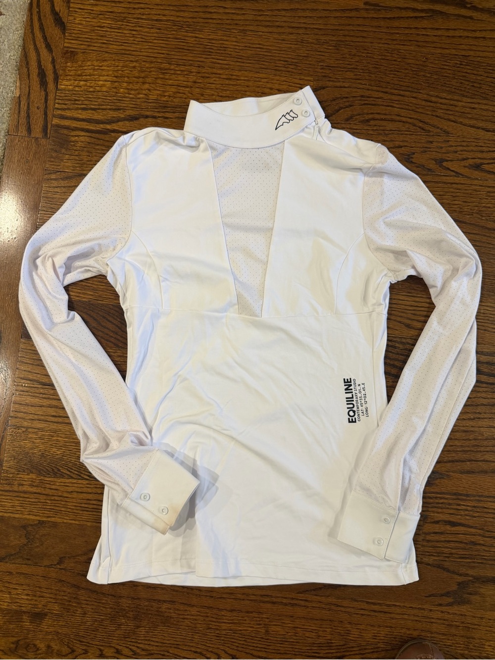 Equiline White Long-Sleeve Equestrian Show Shirt